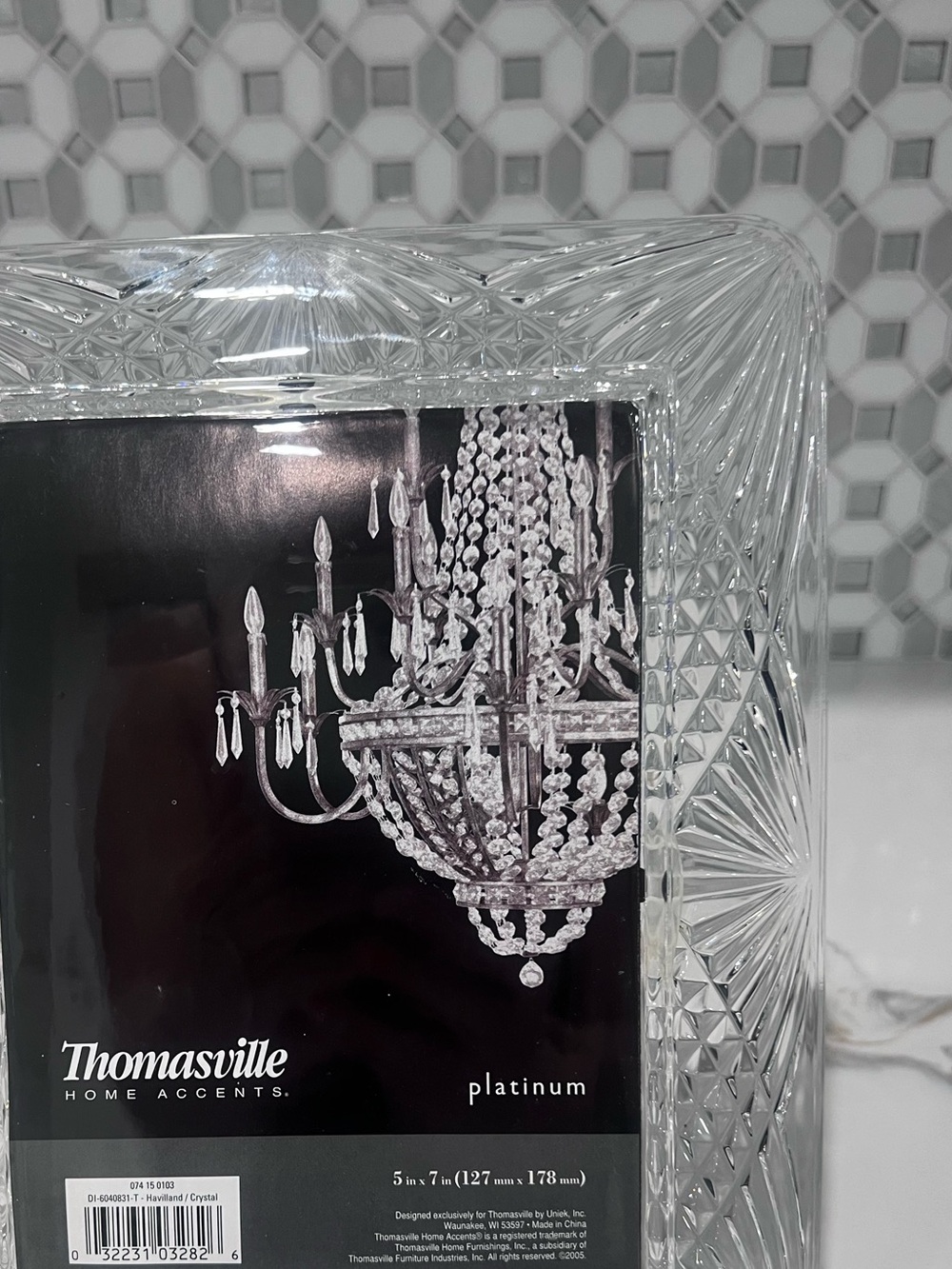 Thomasville Home Accents Platinum Crystal Picture Frame 5x7 Cut Glass